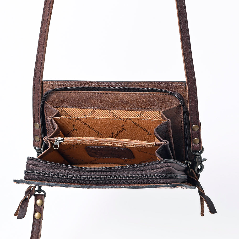 American Darling Organiser Bag Handcrafted from Crocodile Embossed Genuine Leather with YKK Zipper and Detachable Strap