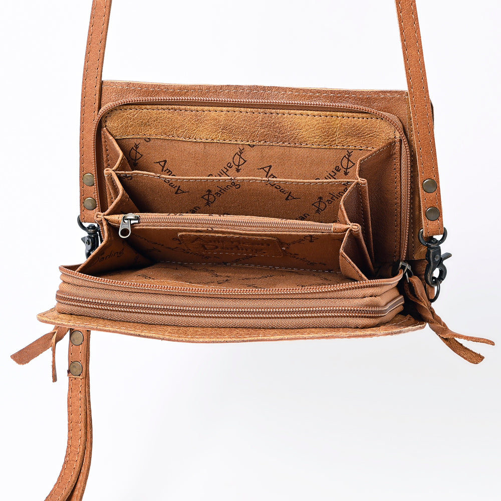 American Darling Organiser Bag Handcrafted from Crocodile Embossed Genuine Leather with YKK Zipper and Detachable Strap