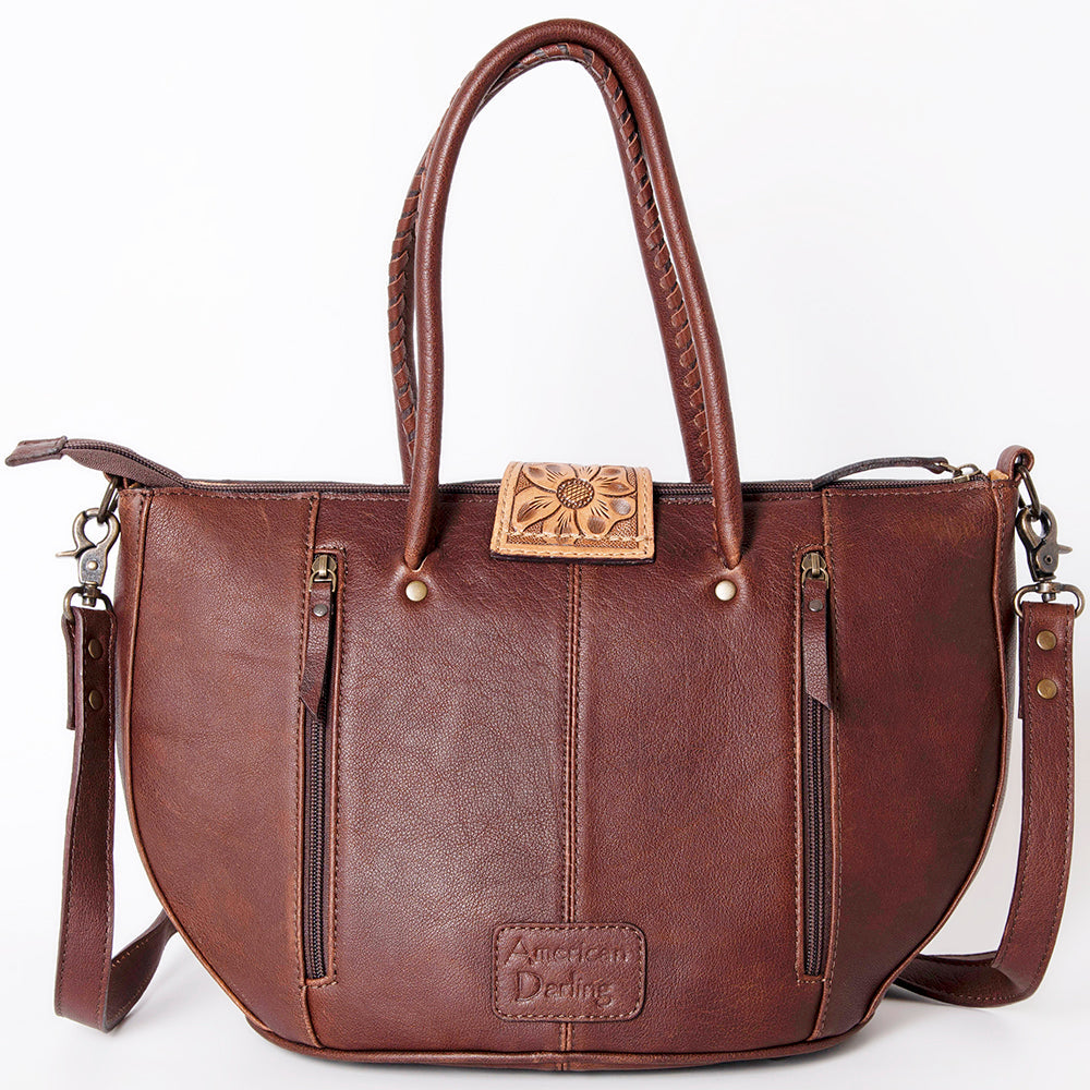 American Darling Hand-Tooled Saddle Blanket Genuine Leather Tote
