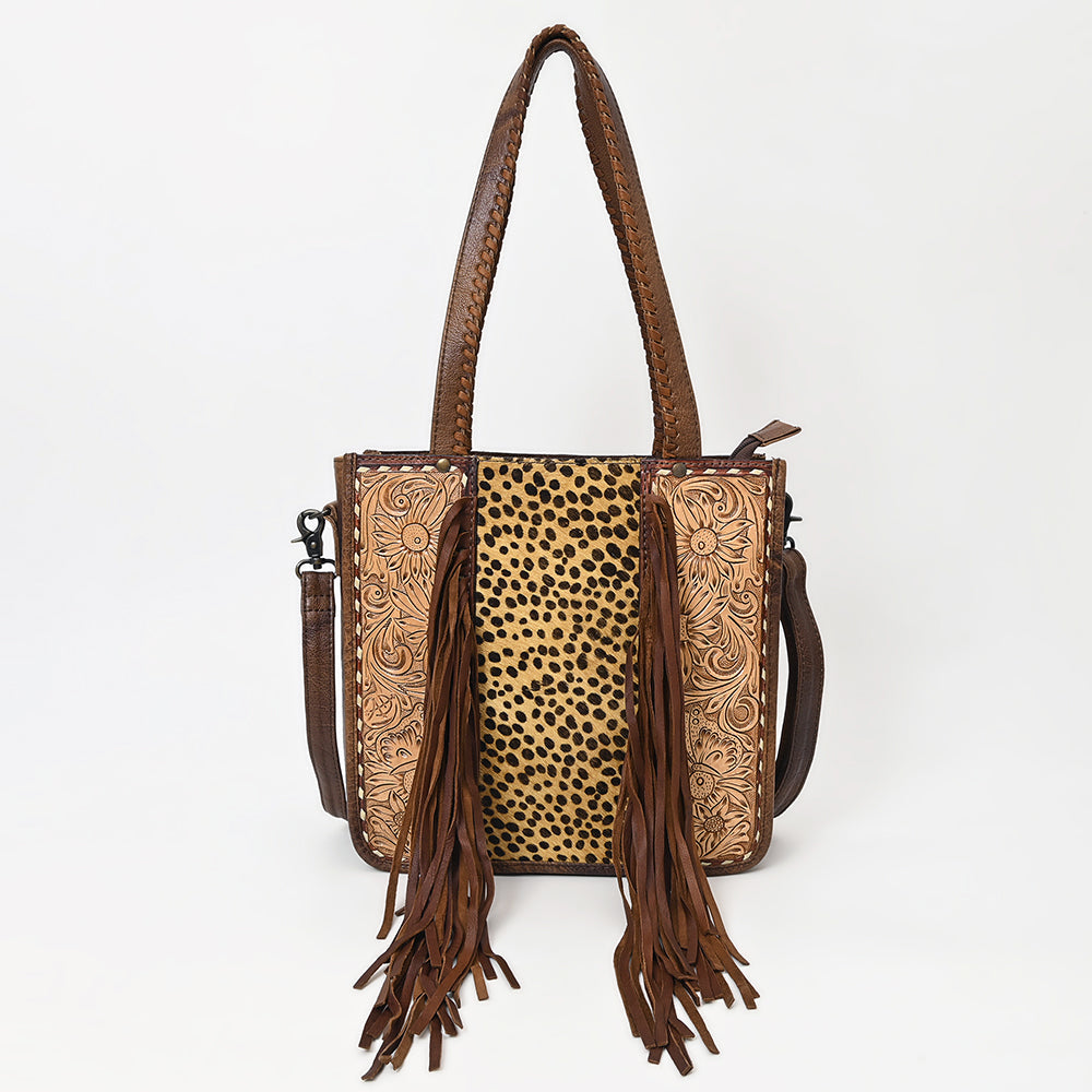 American Darling Tote Hand Tooled Hair-On Genuine Leather