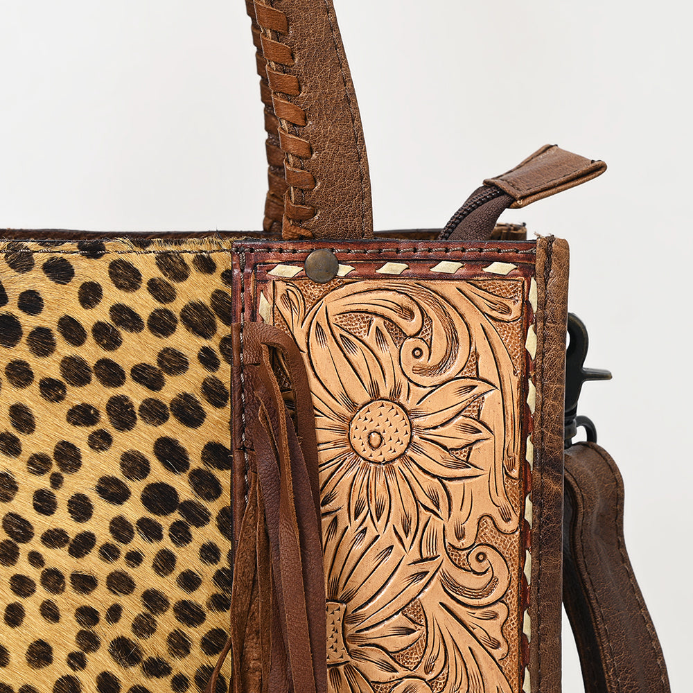 American Darling Tote Hand Tooled Hair-On Genuine Leather