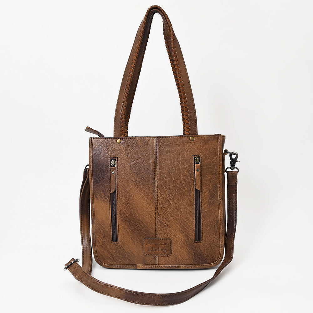 American Darling Tote Hand Tooled Hair-On Genuine Leather
