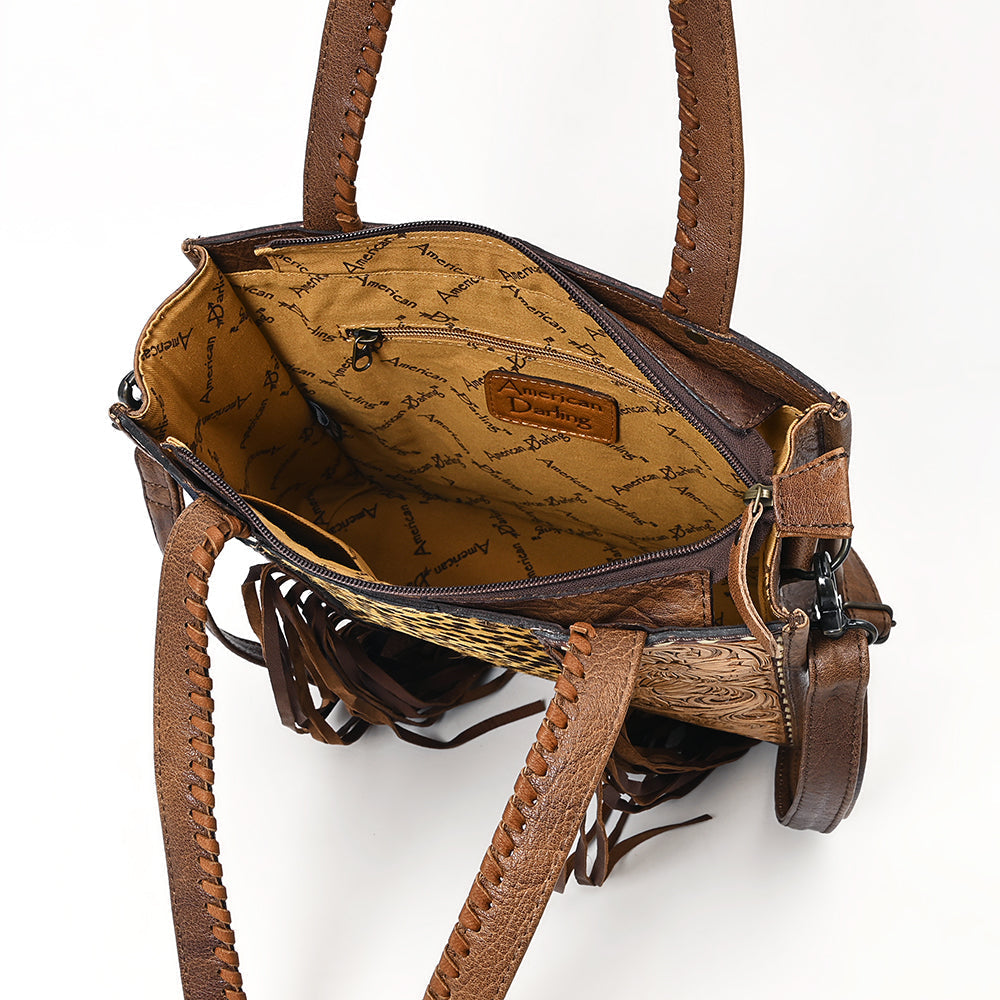 American Darling Tote Hand Tooled Hair-On Genuine Leather