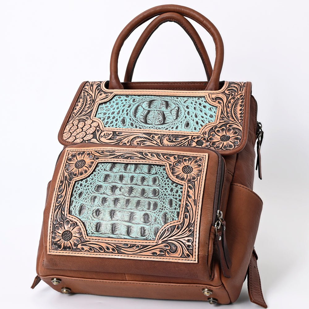 American Darling Backpack Hand Tooled Crocodile embossed Genuine Leather