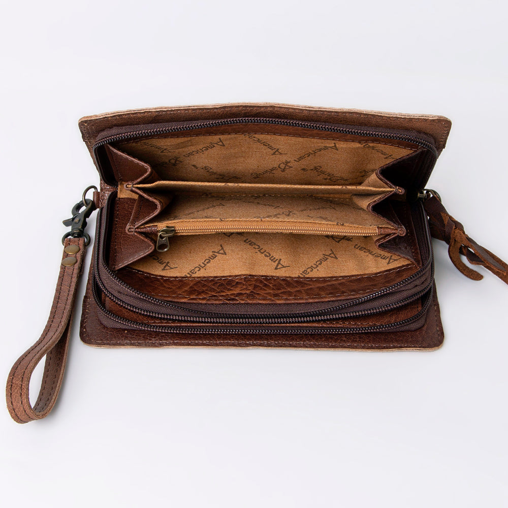 American Darling Organiser Bag Handcrafted from Crocodile Embossed Genuine Leather with YKK Zipper and Detachable Strap