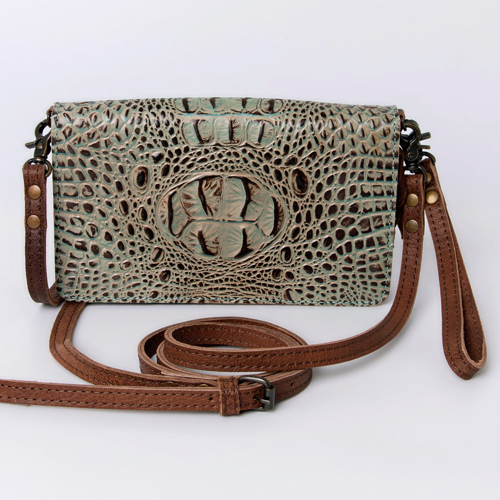 American Darling Organiser Bag Handcrafted from Crocodile Embossed Genuine Leather with YKK Zipper and Detachable Strap
