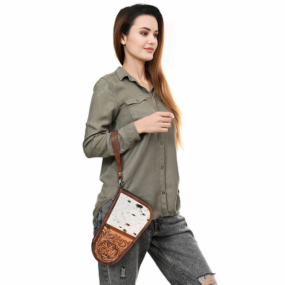 American Darling Hand Tooled Hair-On Genuine Leather