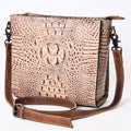 American Darling Western Leather Large Cross body Bag, Crocodile Embossed Full Grain Genuine Leather, Eco-Friendly Purse