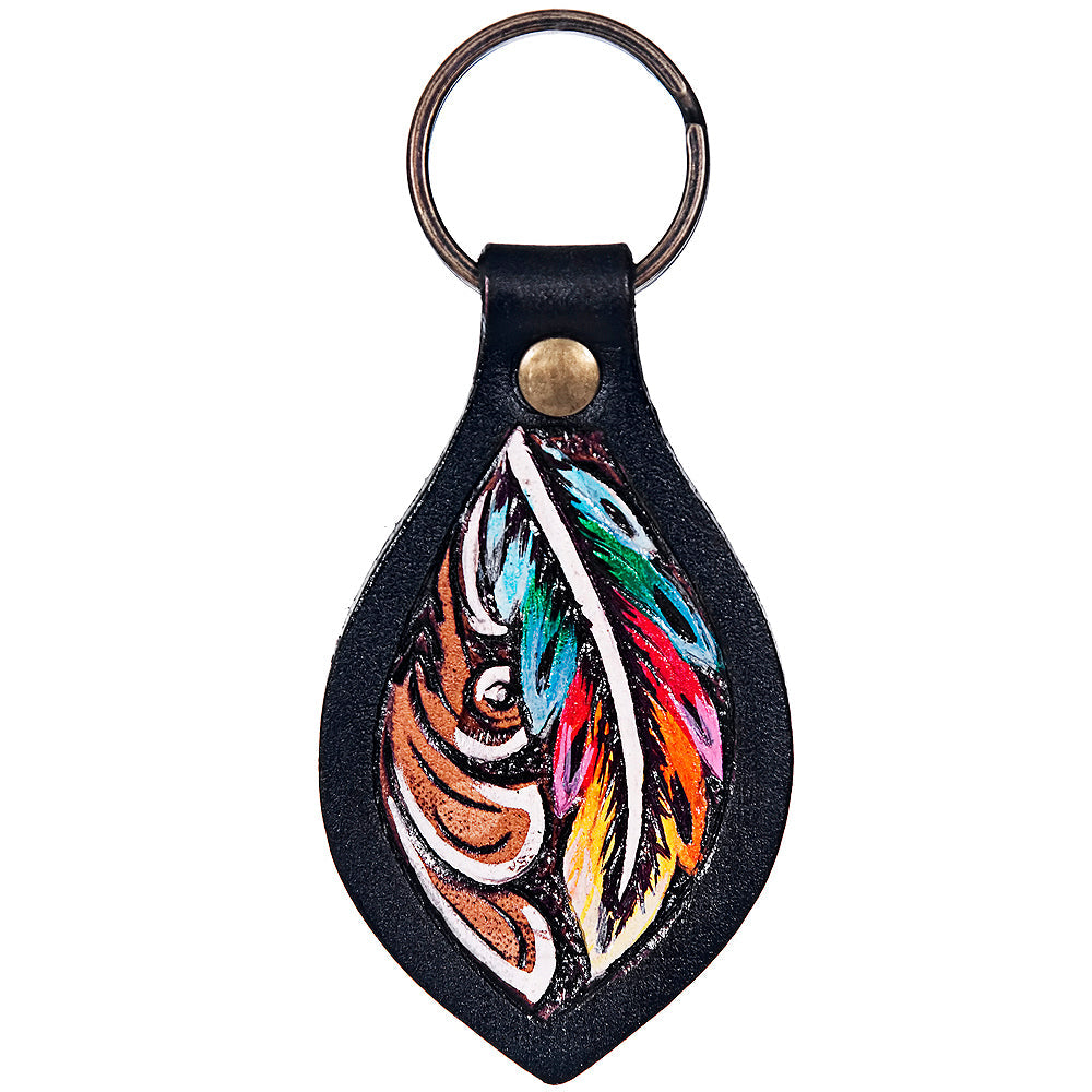 Hand Tooled Leather Key Chain Ring Handcraft Handmade Hilason