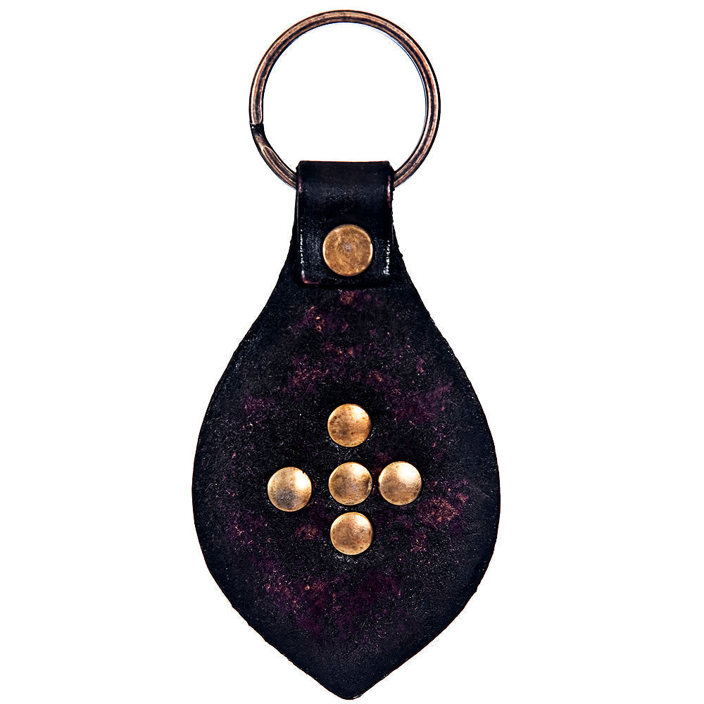 Hand Tooled Leather Key Chain Ring Handcraft Handmade Hilason