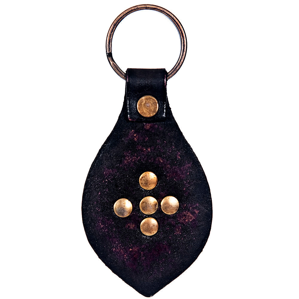 Hand Tooled Leather Key Chain Ring Handcraft Handmade Hilason