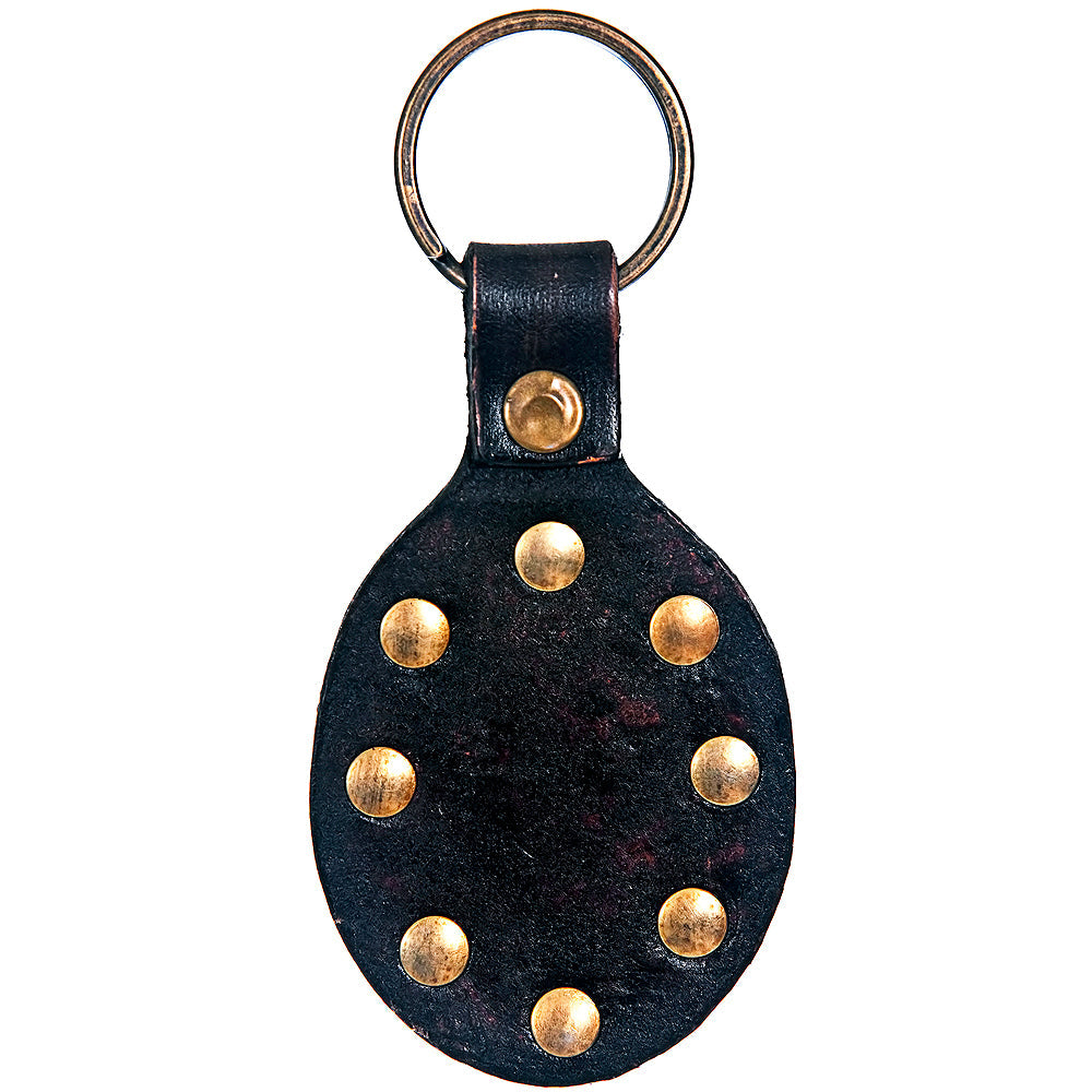 Hand Tooled Leather Key Chain Ring Handcraft Handmade Hilason