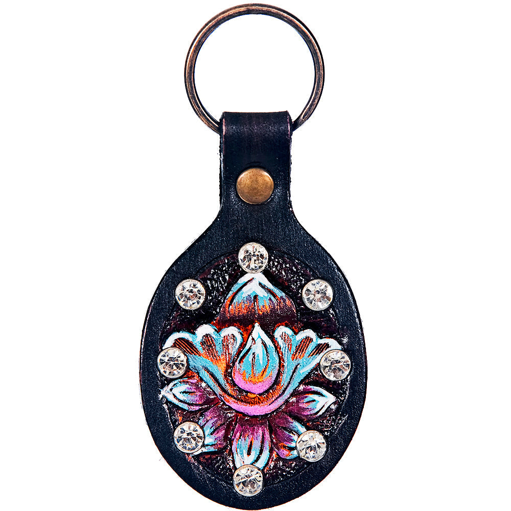 Hand Tooled Leather Key Chain Ring Handcraft Handmade Hilason
