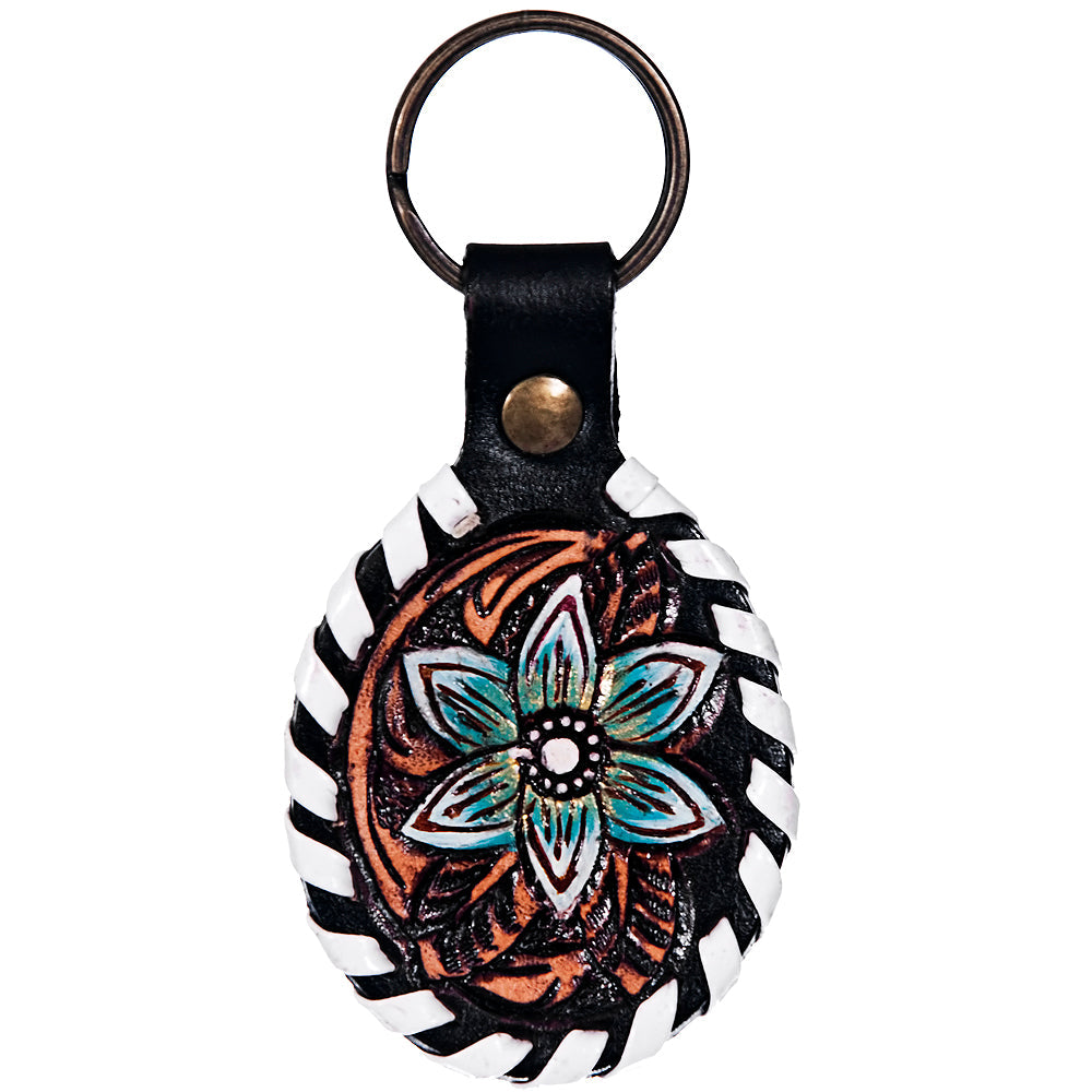 Hand Tooled Leather Key Chain Ring Handcraft Handmade Hilason