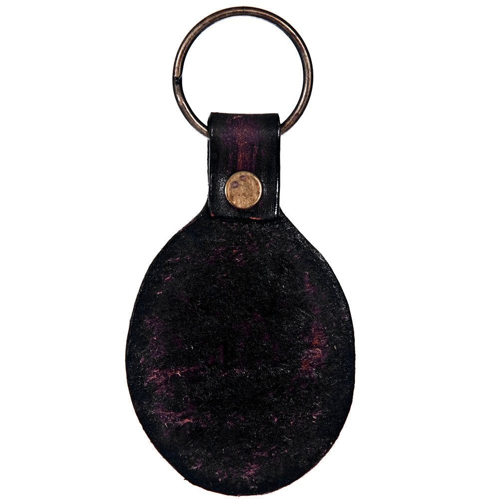 Hand Tooled Leather Key Chain Ring Handcraft Handmade Hilason