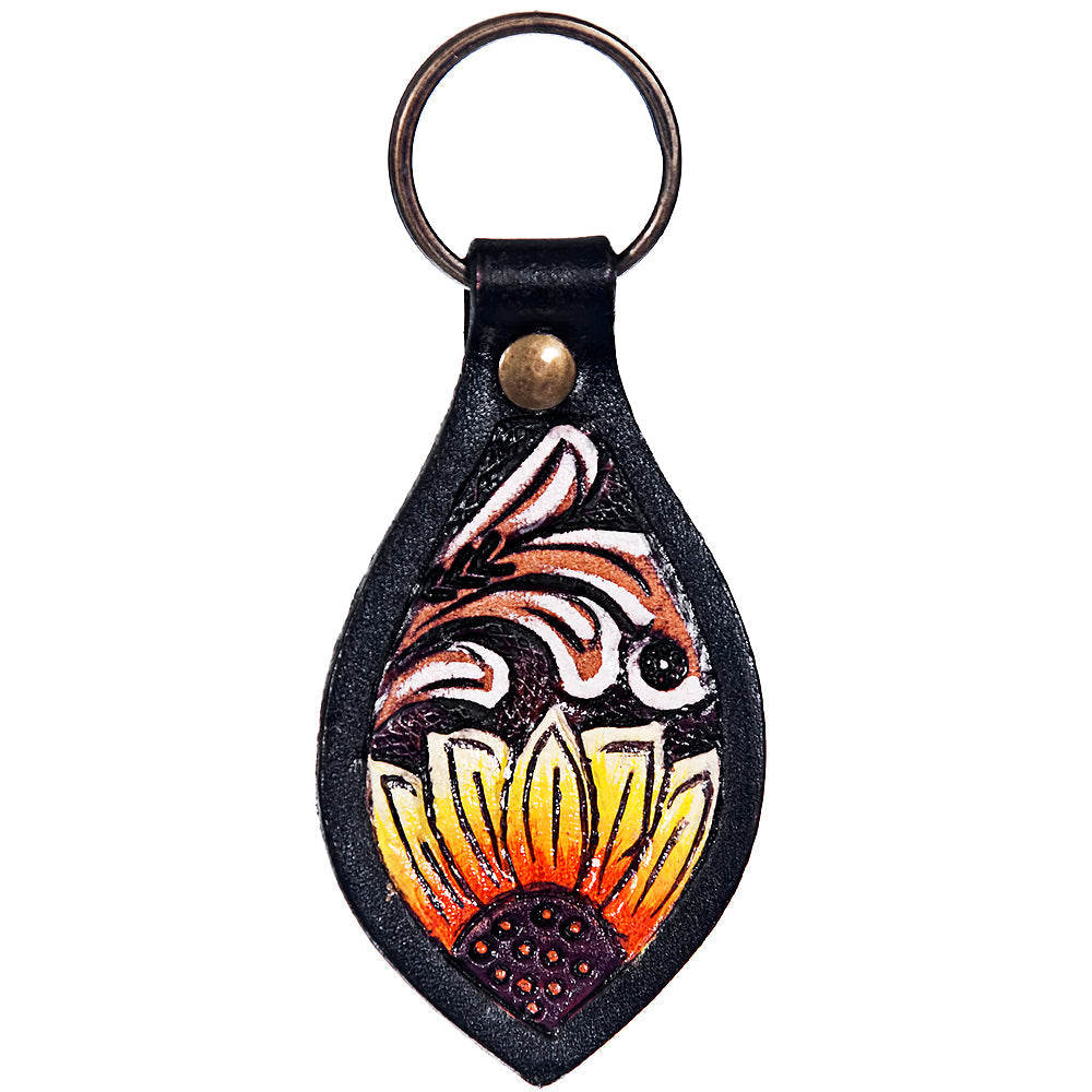Hand Tooled Leather Key Chain Ring Handcraft Handmade Hilason