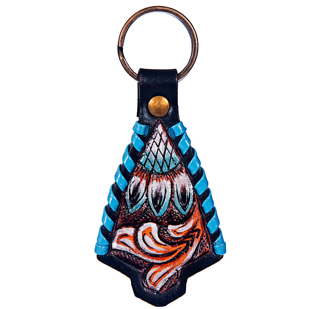 Hand Tooled Leather Key Chain Ring Handcraft Handmade Hilason