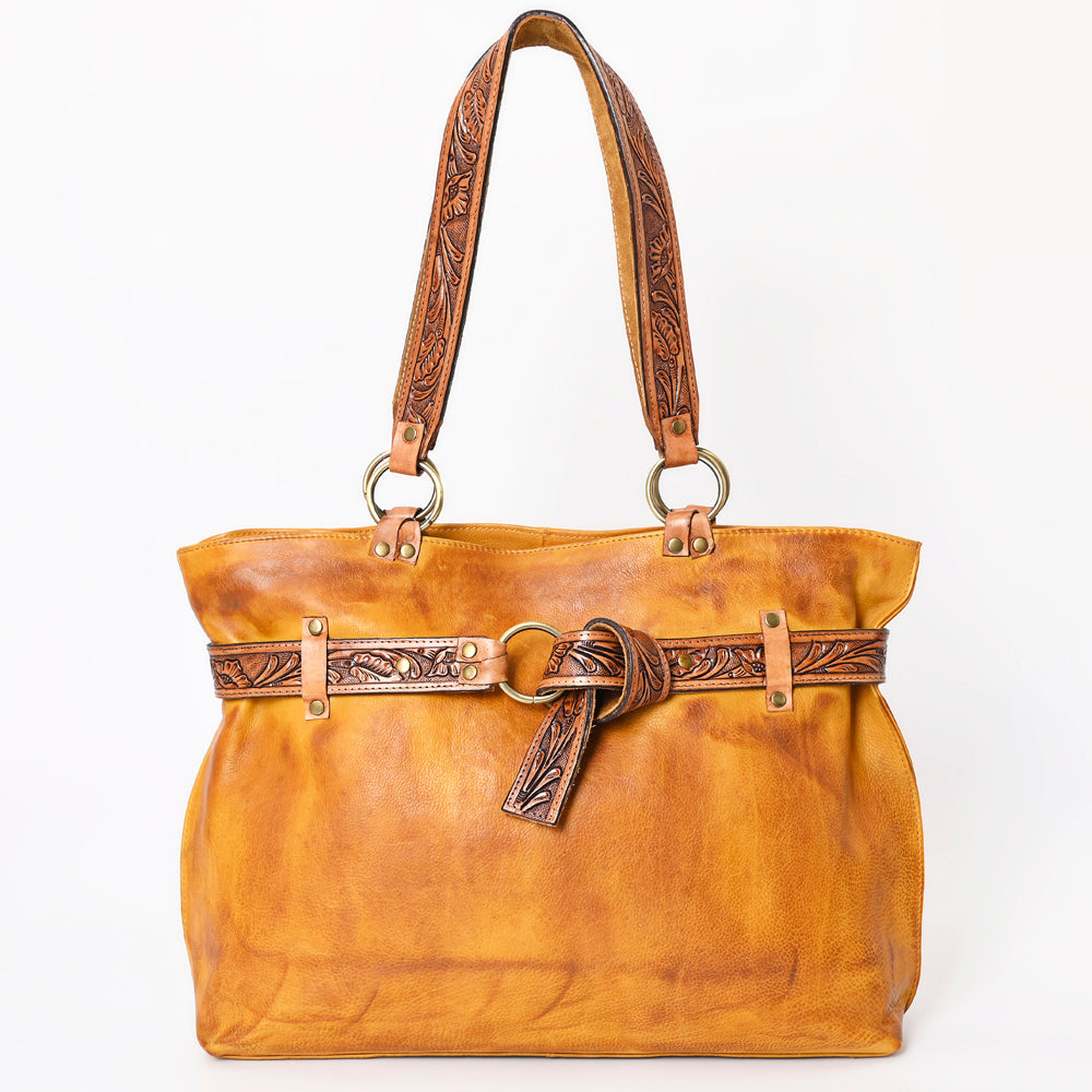 American Darling Tote Bag Western Hand Tooled Floral Carved Genuine Leather Handcrafted Bag with Tassels and YKK Zipper
