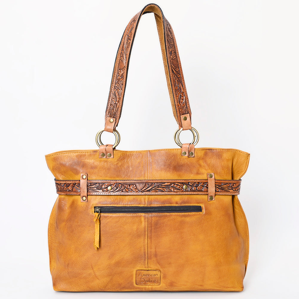 American Darling Tote Bag Western Hand Tooled Floral Carved Genuine Leather Handcrafted Bag with Tassels and YKK Zipper