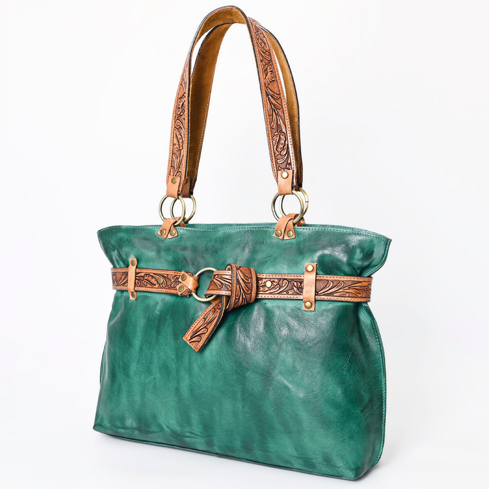 American Darling Tote Bag Western Hand Tooled Floral Carved Genuine Leather Handcrafted Bag with Tassels and YKK Zipper