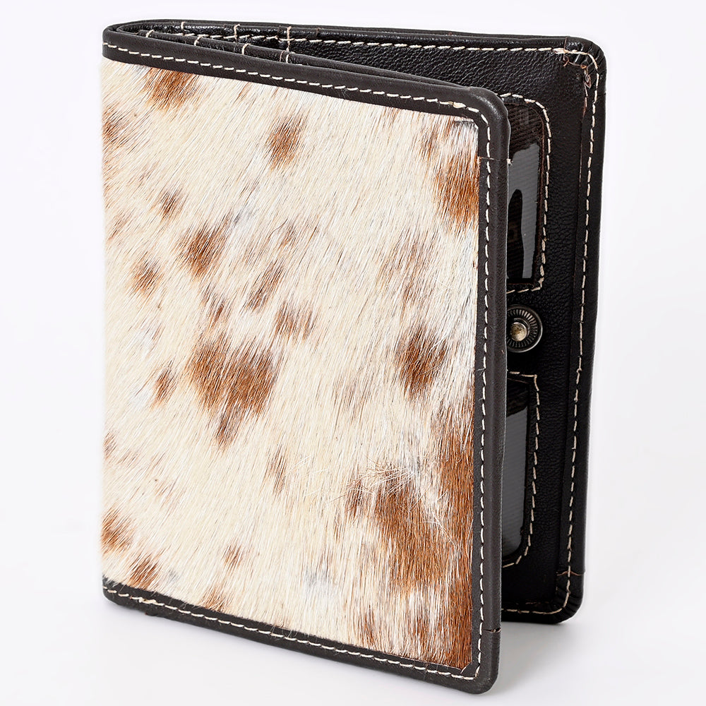 American Darling Card-Holder Western Hair-On Cowhide Genuine Leather Handcrafted Slim Bifold Wallet with ID Window