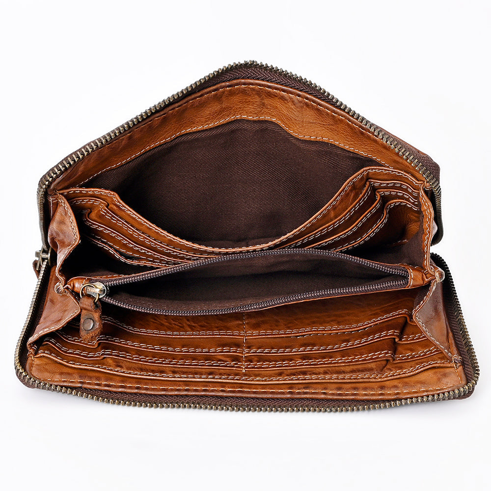 Never Mind Wallet Vintage Handmade Genuine Cowhide Leather