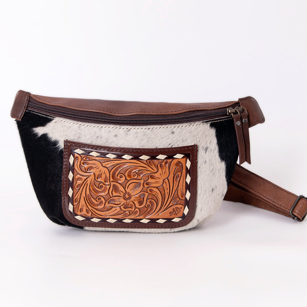 American Darling Hand-Tooled Hair-On Leather Fanny Pack