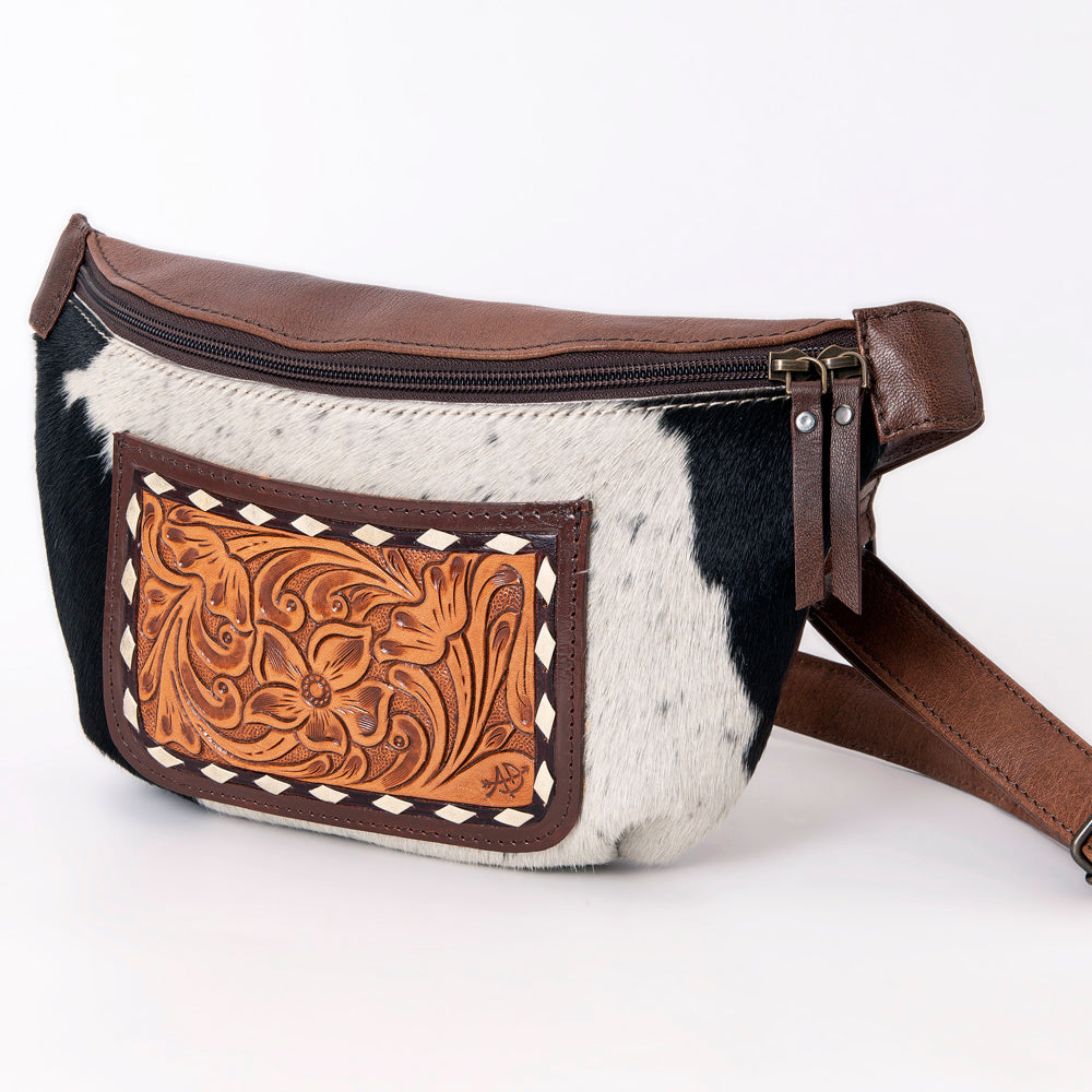 American Darling Hand-Tooled Hair-On Leather Fanny Pack
