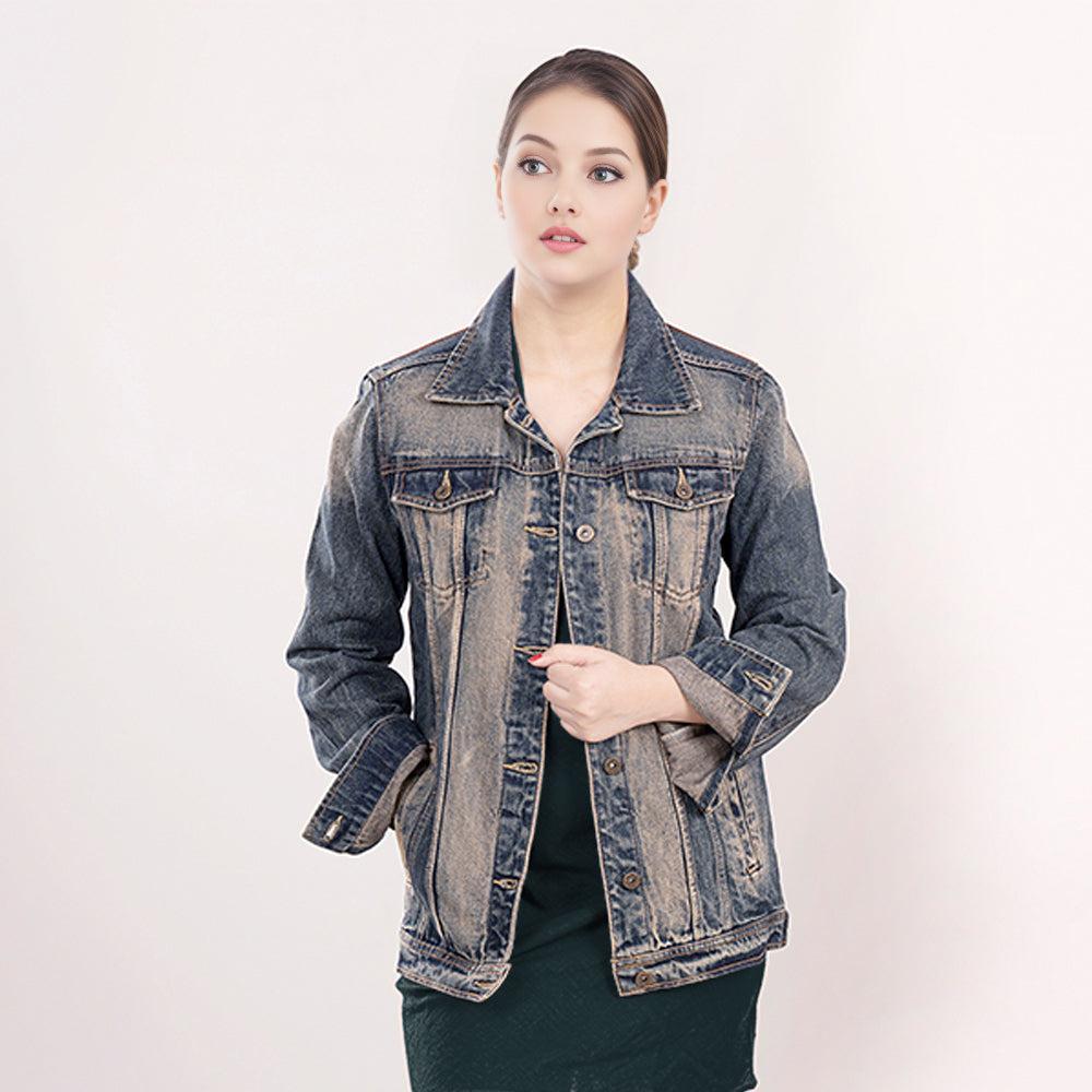 Genuine leather Hand tooled hand carved Women 100% cotton Denim jacket dress