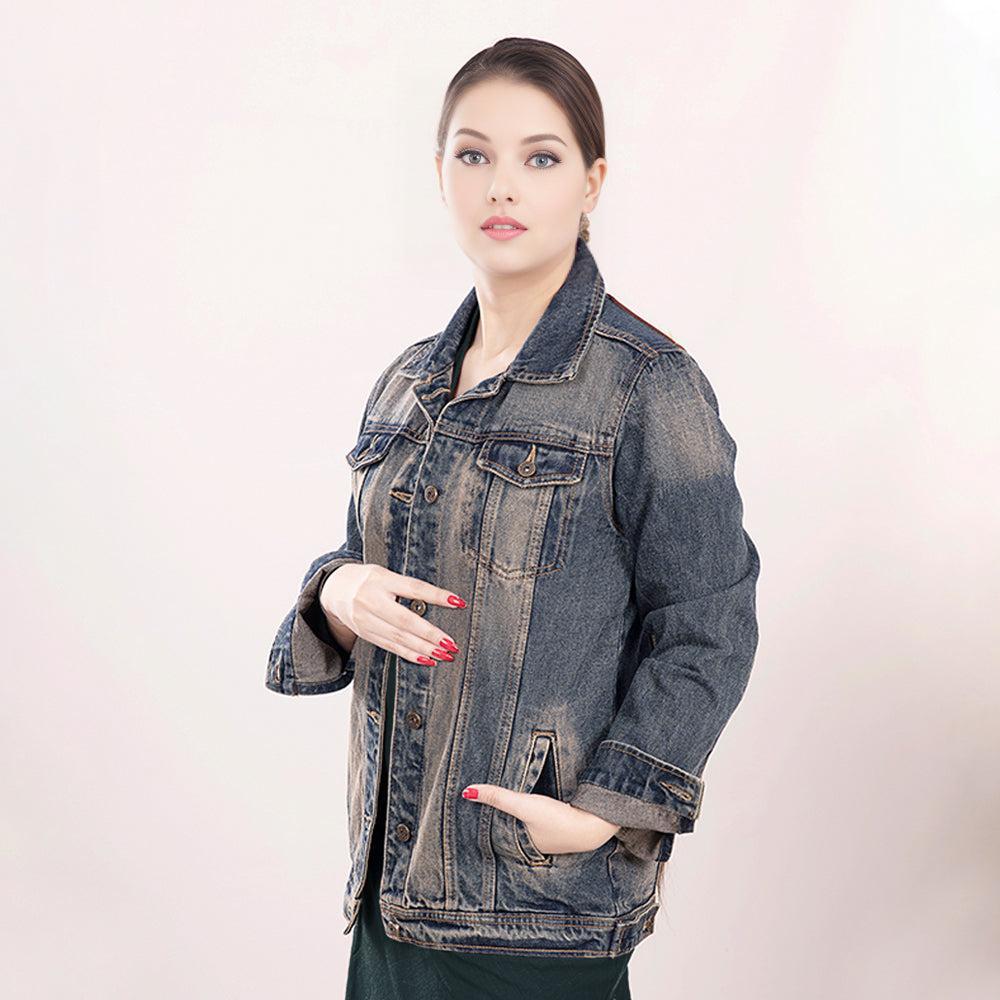 Genuine leather Hand tooled hand carved Women 100% cotton Denim jacket dress