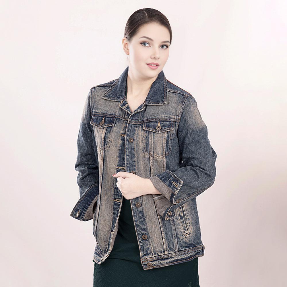 Genuine leather Hand tooled hand carved Women 100% cotton Denim jacket dress