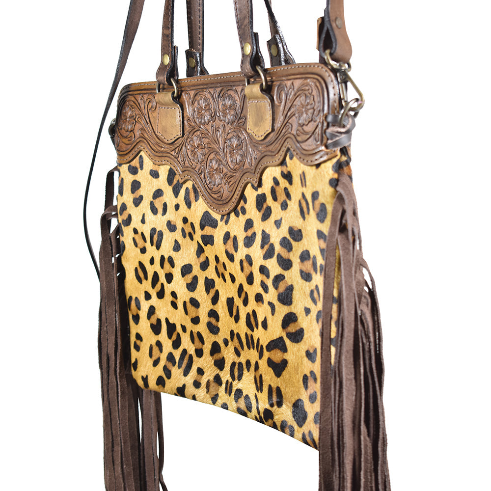 American Darling Crossbody Hand Tooled Hair-On Genuine Leather