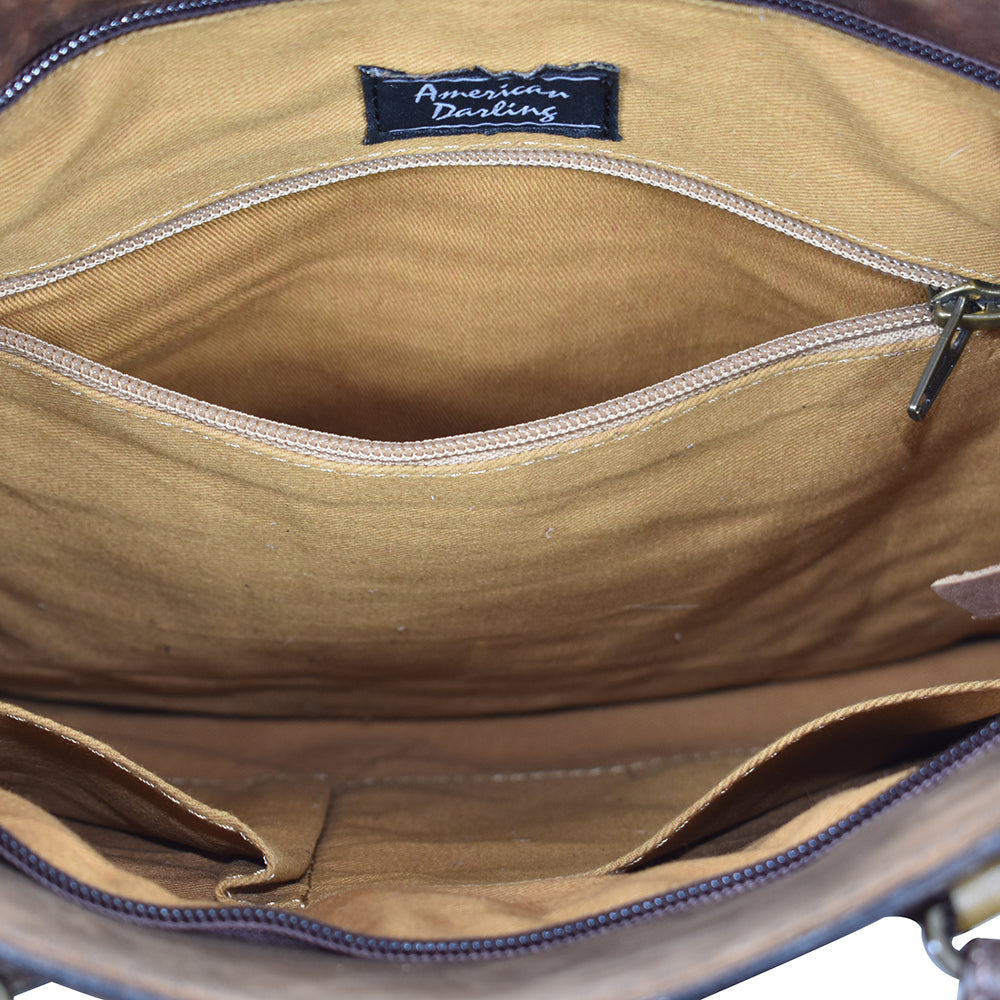 American Darling Crossbody Hand Tooled Hair-On Genuine Leather