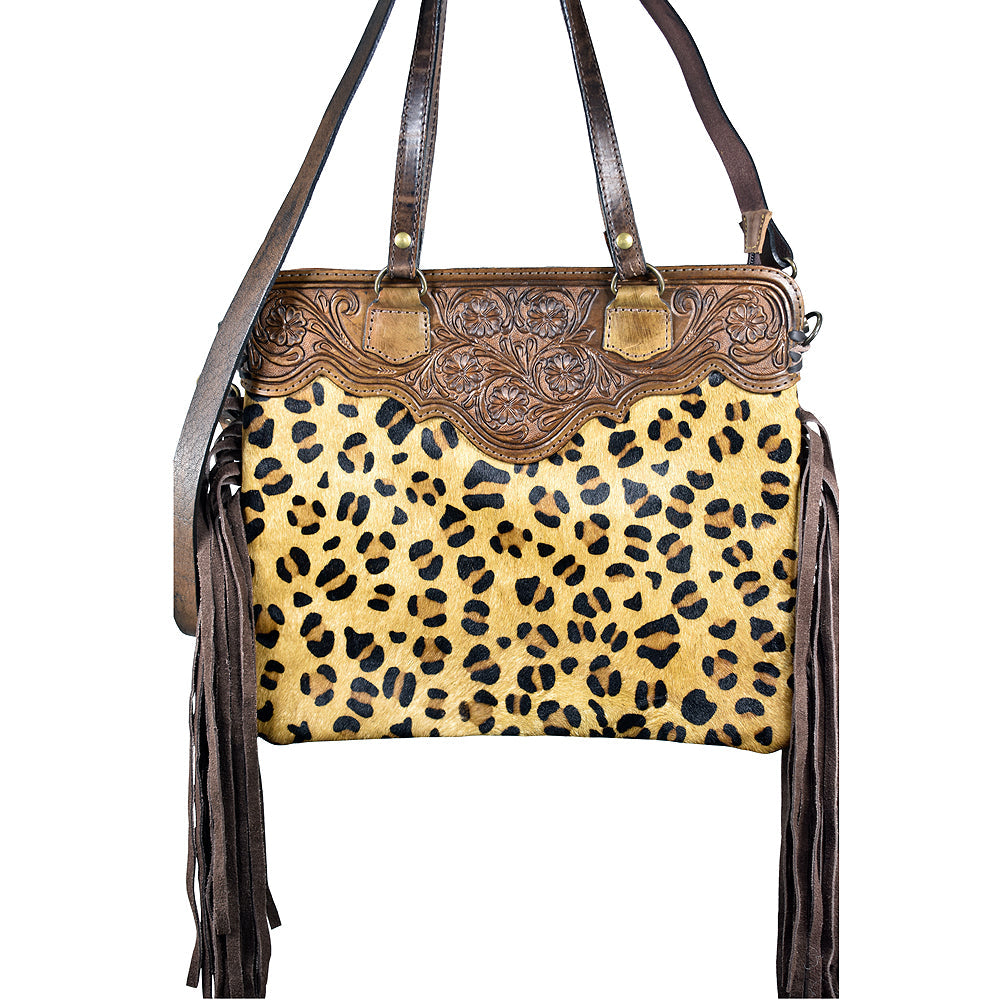 American Darling Crossbody Hand Tooled Hair-On Genuine Leather