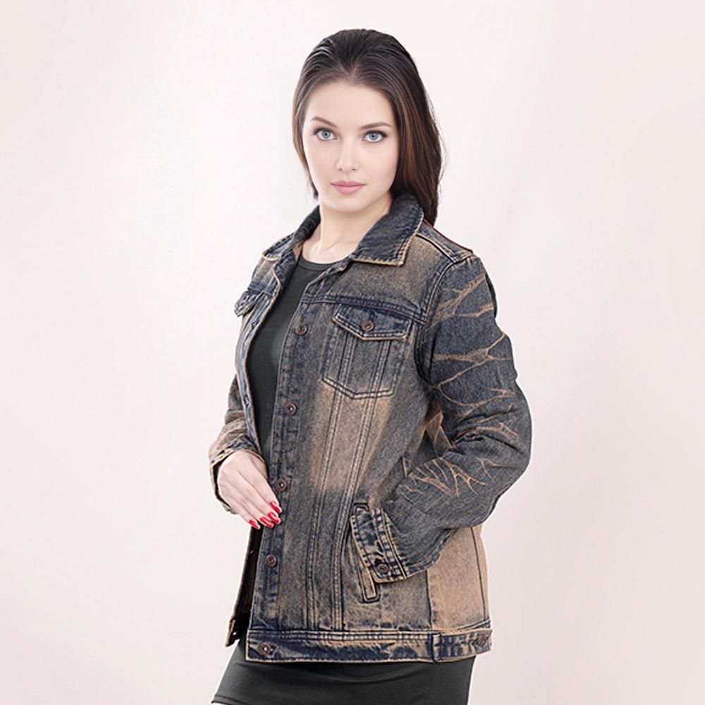 Genuine leather Hand tooled hand carved Women 100% cotton Denim jacket dress