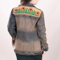 Genuine leather Hand tooled hand carved Women 100% cotton Denim jacket dress