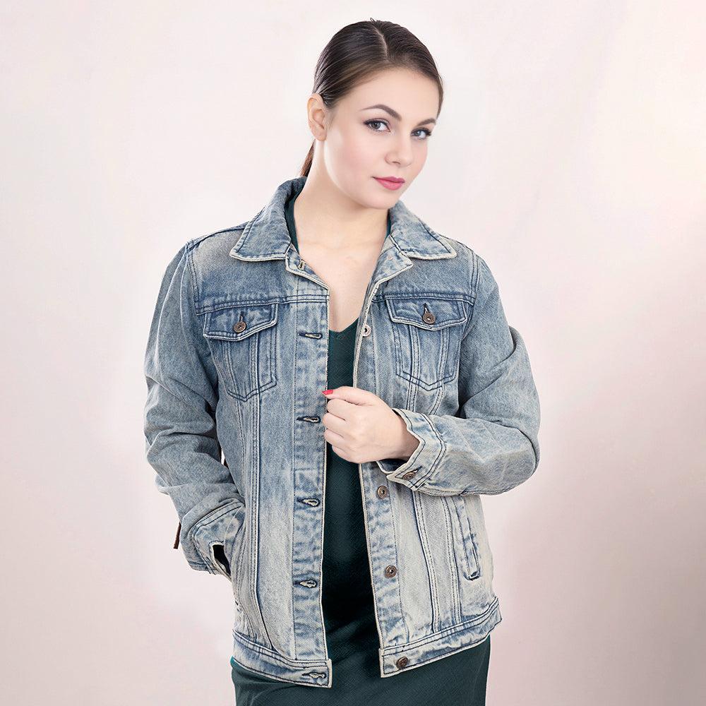 Genuine leather Hand tooled hand carved Women 100% cotton Denim jacket dress