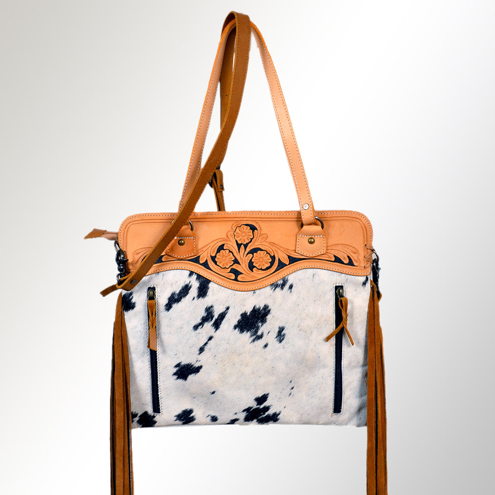 American Darling Crossbody Hand Tooled Hair-On Genuine Leather