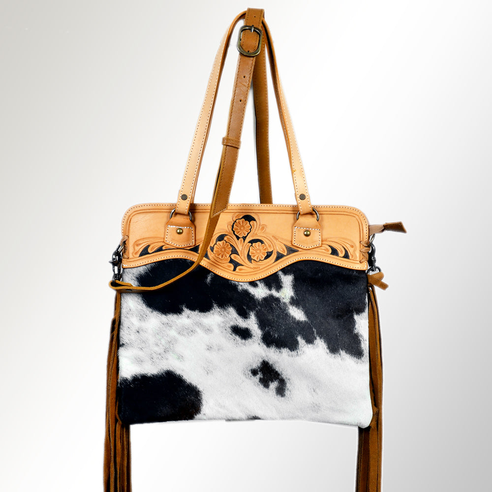 American Darling Crossbody Hand Tooled Hair-On Genuine Leather