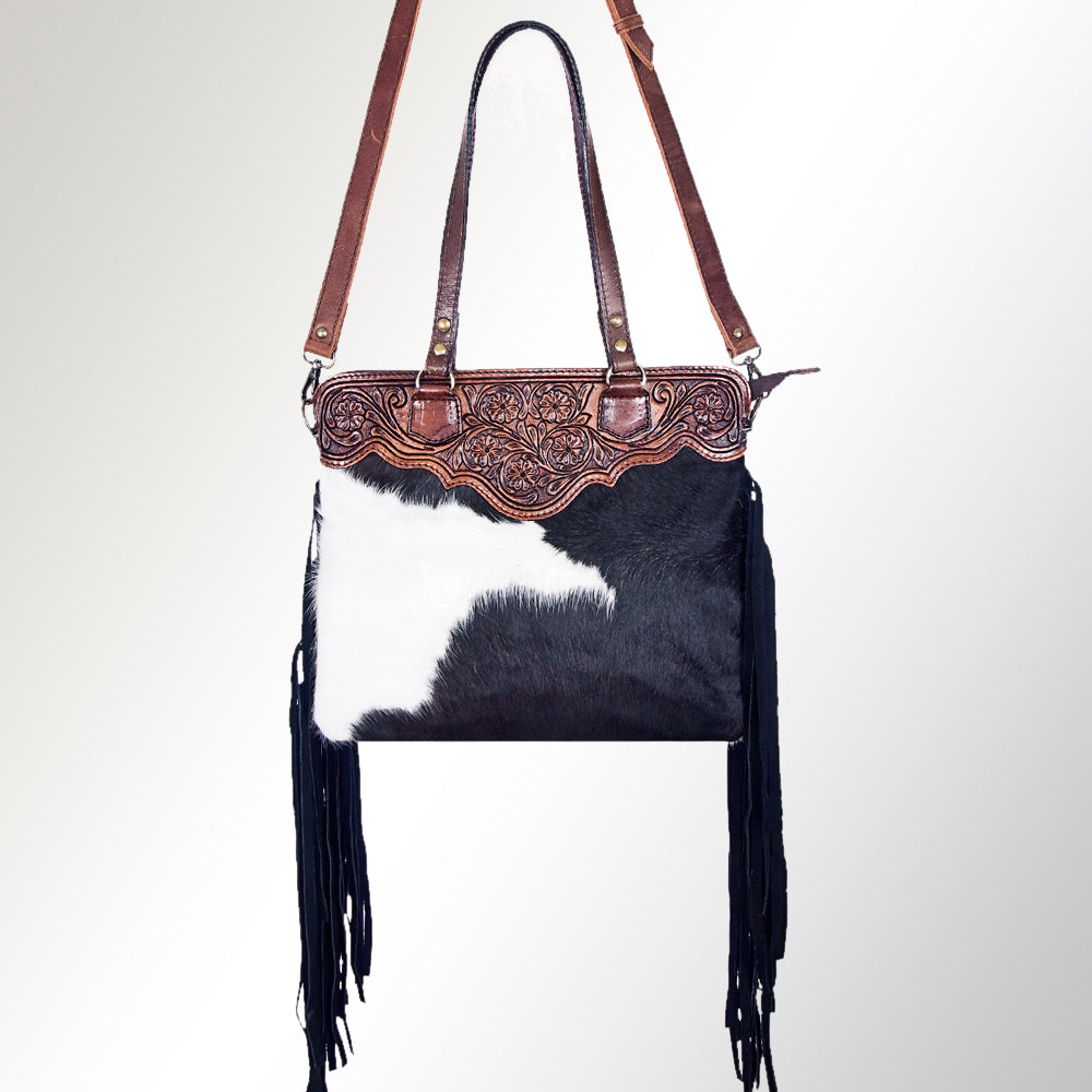 American Darling Crossbody Hand Tooled Hair-On Genuine Leather