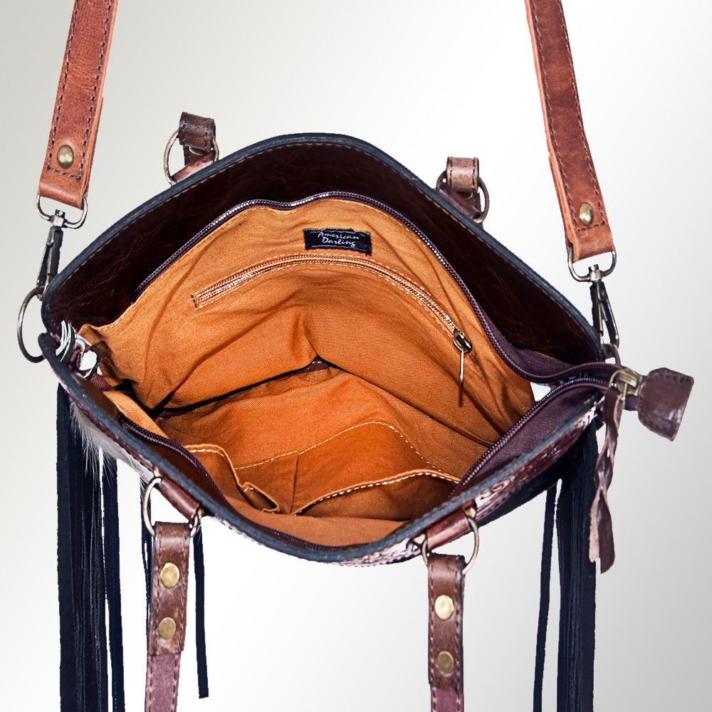 American Darling Crossbody Hand Tooled Hair-On Genuine Leather