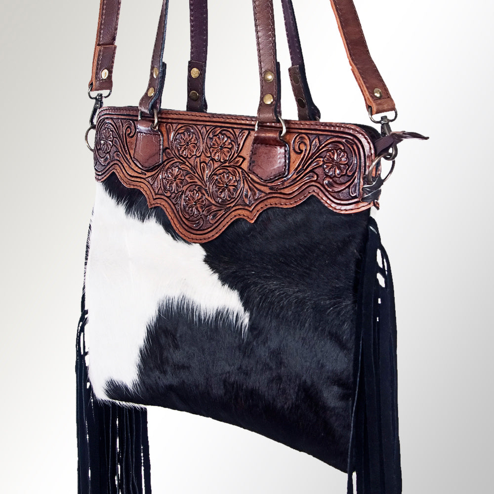 American Darling Crossbody Hand Tooled Hair-On Genuine Leather