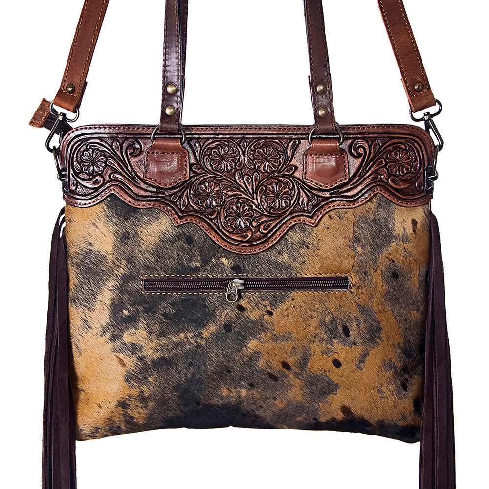 American Darling Crossbody Hand Tooled Hair-On Genuine Leather