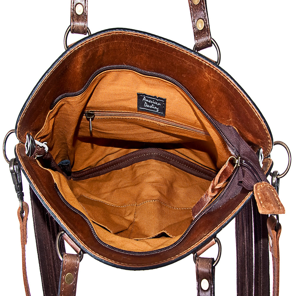 American Darling Crossbody Hand Tooled Hair-On Genuine Leather