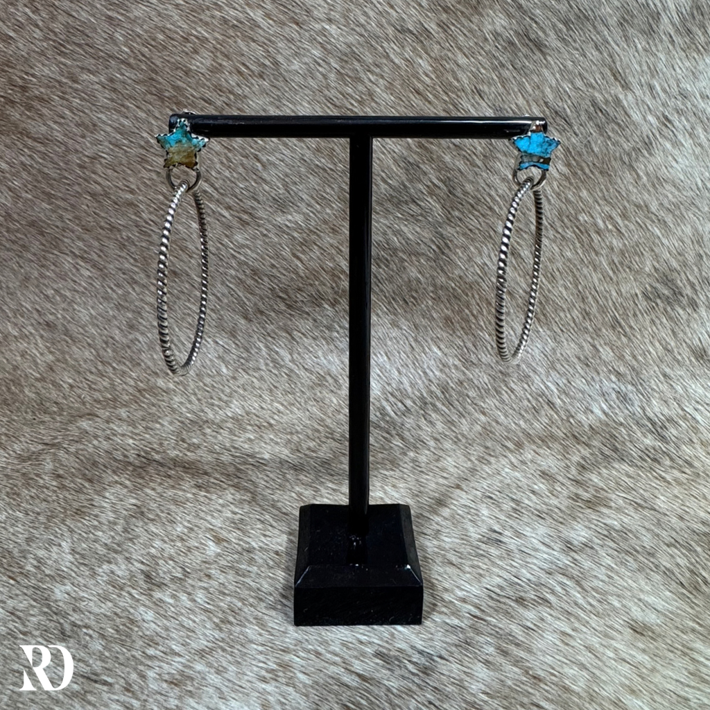 Ice Blue Dahlia Star Hoop Earrings - Hada Collection