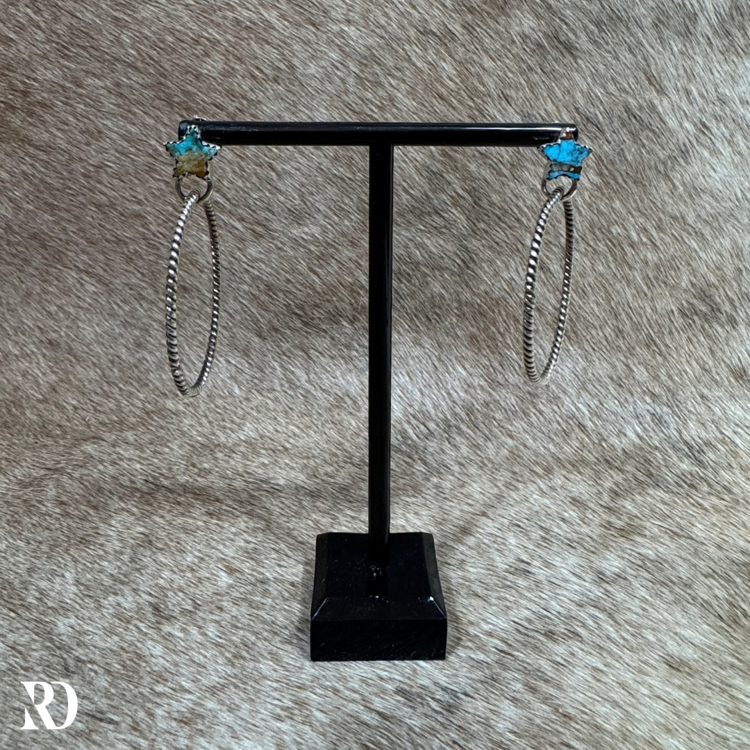 Ice Blue Dahlia Star Hoop Earrings - Hada Collection