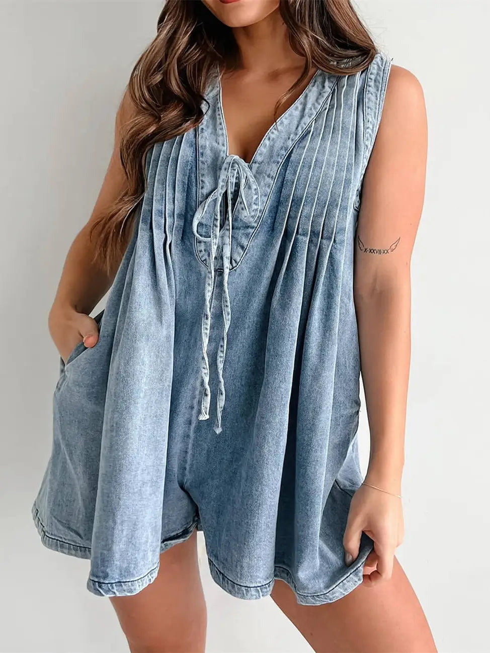 Skye Denim Pleated | Romper — view 2