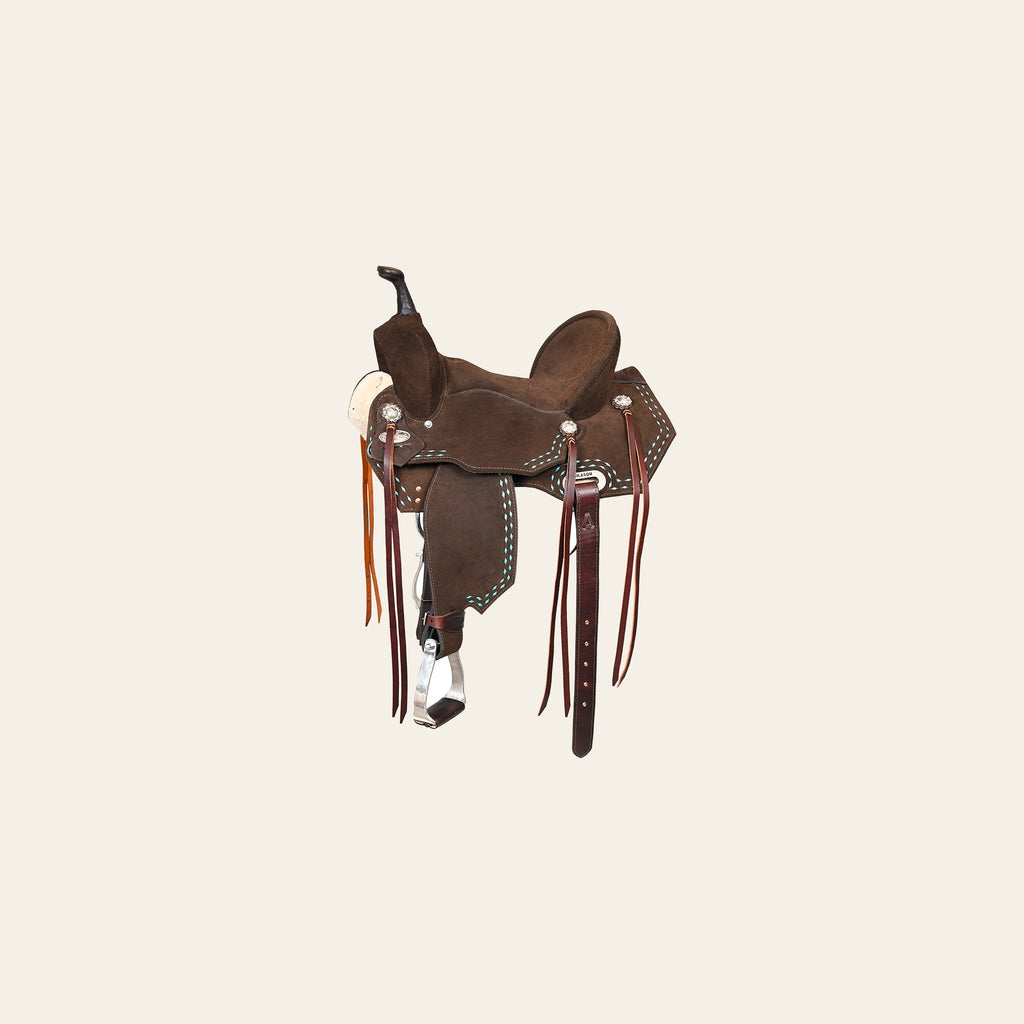 HILASON Flex Tree Western Horse Buckstitch Trail Barrel American Leather Saddle Brown | for Horses