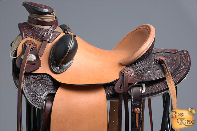 HILASON Western Horse Wade Saddle American Leather Ranch Roping Dark Brown | Hand Tooled & For Horses