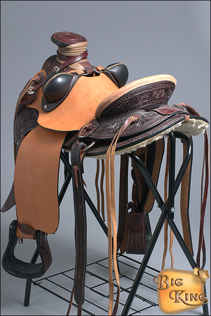 HILASON Western Horse Wade Saddle American Leather Ranch Roping Dark Brown | Hand Tooled & For Horses